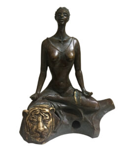 My Inner Search - Perfect for home's living room or bedroom or office – Bronze Sculpture by India's best contemporary Artist Renuka Sondhi Gulati, with abstract work & a female protagonist