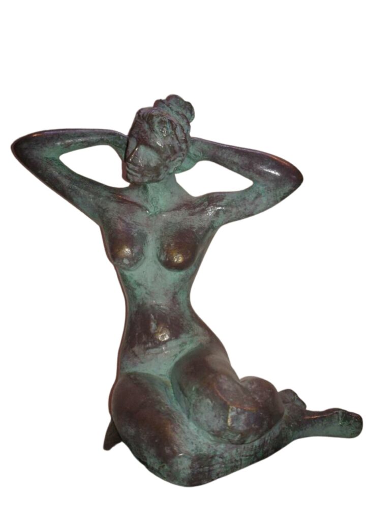 For Whom - Perfect for home's living room or bedroom or office – Bronze Sculpture by India's best contemporary Artist Renuka Sondhi Gulati, with abstract work & a female protagonist