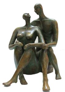Affection - Perfect for home's living room or bedroom or office – Bronze Sculpture by India's best contemporary Artist Renuka Sondhi Gulati, with abstract work & a female protagonist