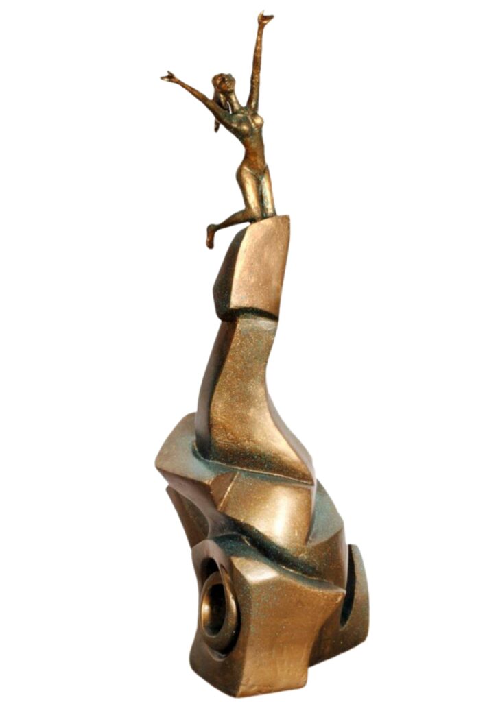 Reaching for the Sky - Perfect for home's living room or bedroom or office – Fiberglass Sculpture by India's best contemporary Artist Renuka Sondhi Gulati, with abstract work & a female protagonist