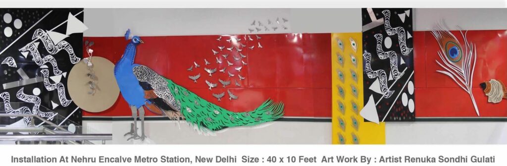 Title - The nature's Balance / Metal Installation at Nehru Enclave Metro Station/ 40’ X 10’ / 2018 Sold / Delhi Metro