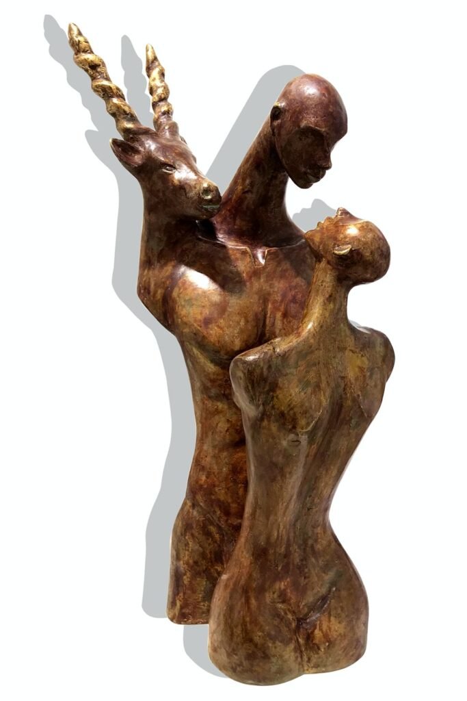 Title – Ecstasy Edition1 / Sculpture in Bronze / Size - 13"X15"X30"/ from Soaring Beyond the Self Series of year 2019 Sold– Dark Metallic effect Sculpture by Renuka Sondhi Gulati / Get it at Renuka the Designers - Exclusive Contemporary Art Gallery
